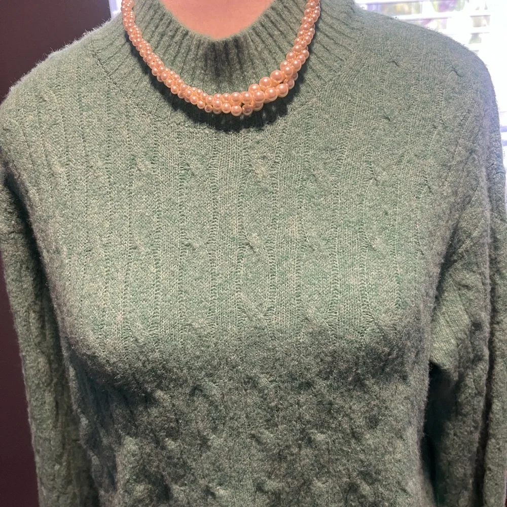 Teal J. Crew Turquoise Cable Knit Women's turtleneck . Size M